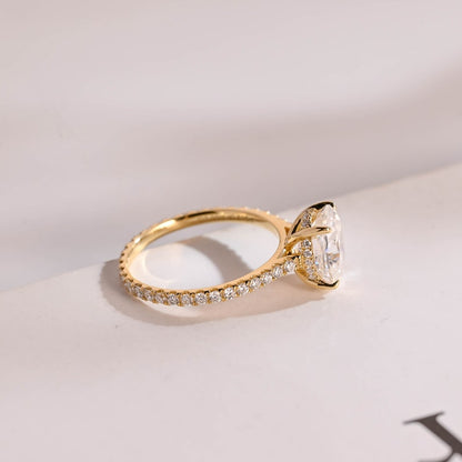2.0 CT Oval Pave Moissanite Engagement Ring
