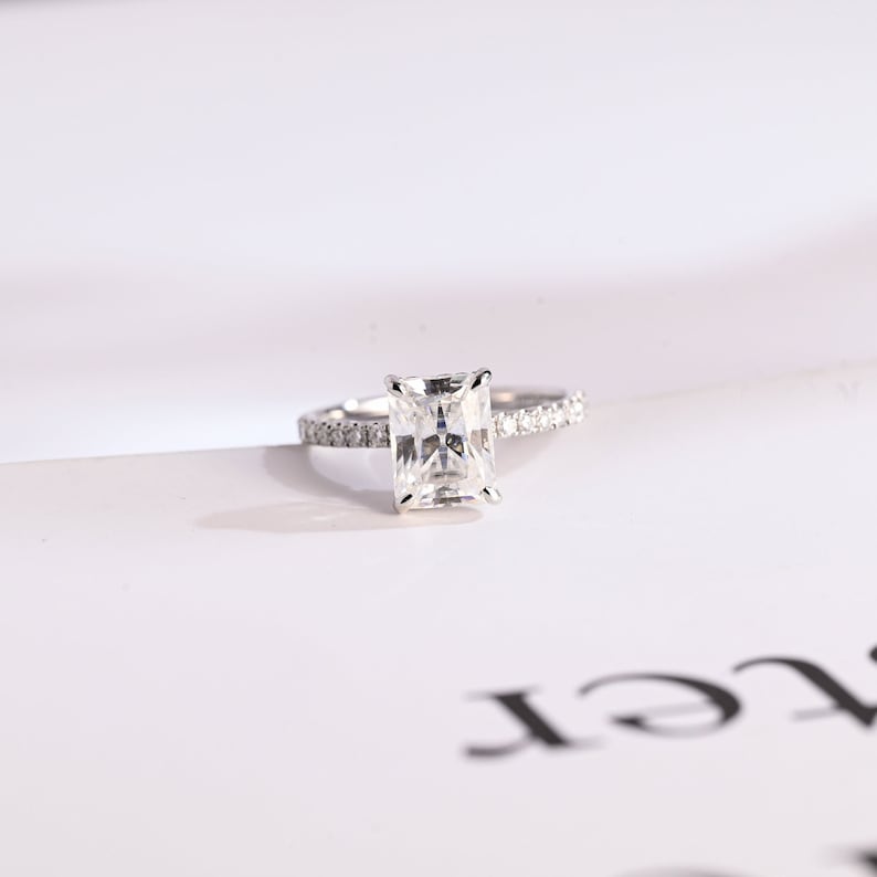 2.0 CT Emerald Pave Moissanite Engagement Ring
