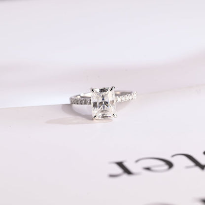2.0 CT Emerald Pave Moissanite Engagement Ring