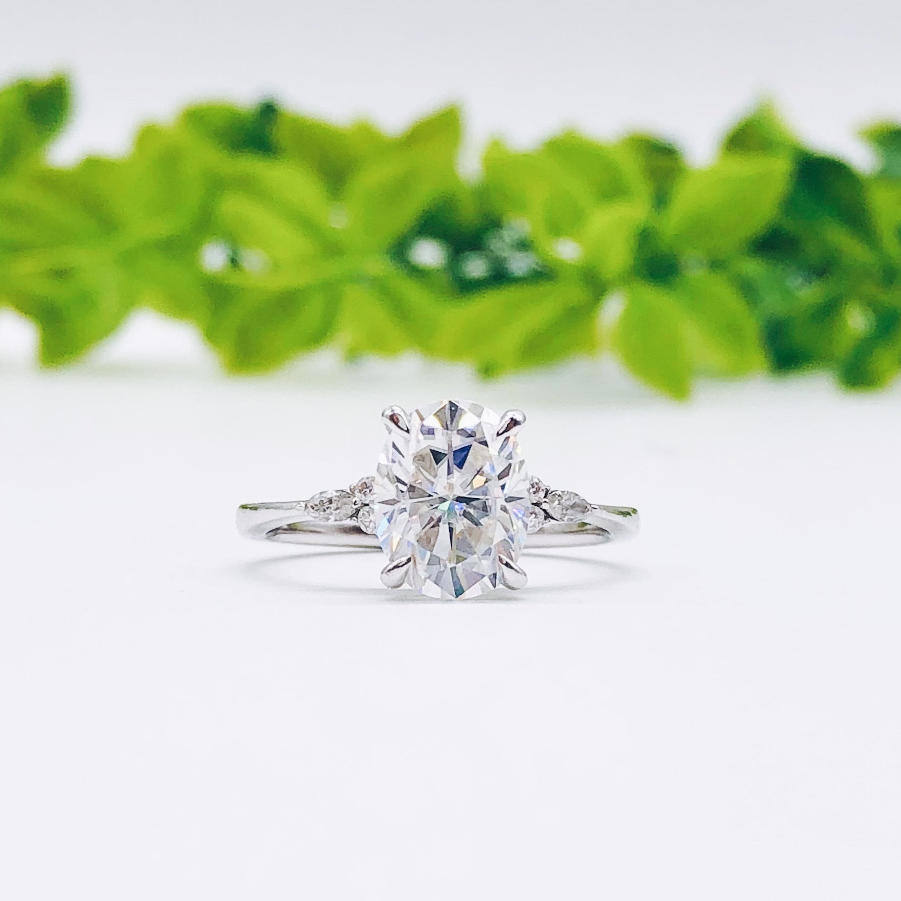 1.91 CT Oval Cluster Moissanite Engagement Ring