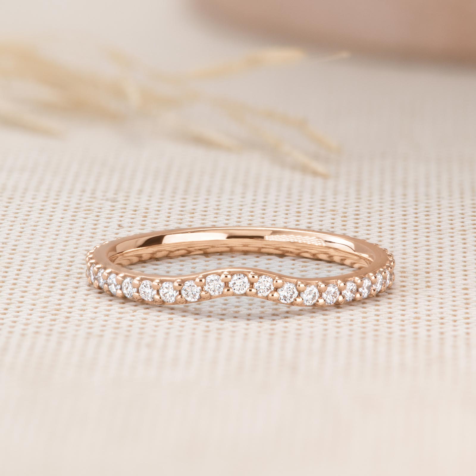0.37 TCW Round Curved Moissanite Wedding Band