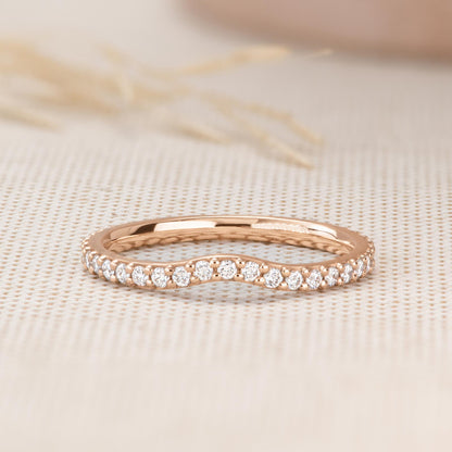 0.37 TCW Round Curved Moissanite Wedding Band