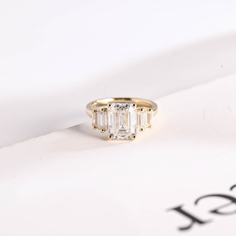 2.0 CT Emerald Cluster Moissanite Engagement Ring