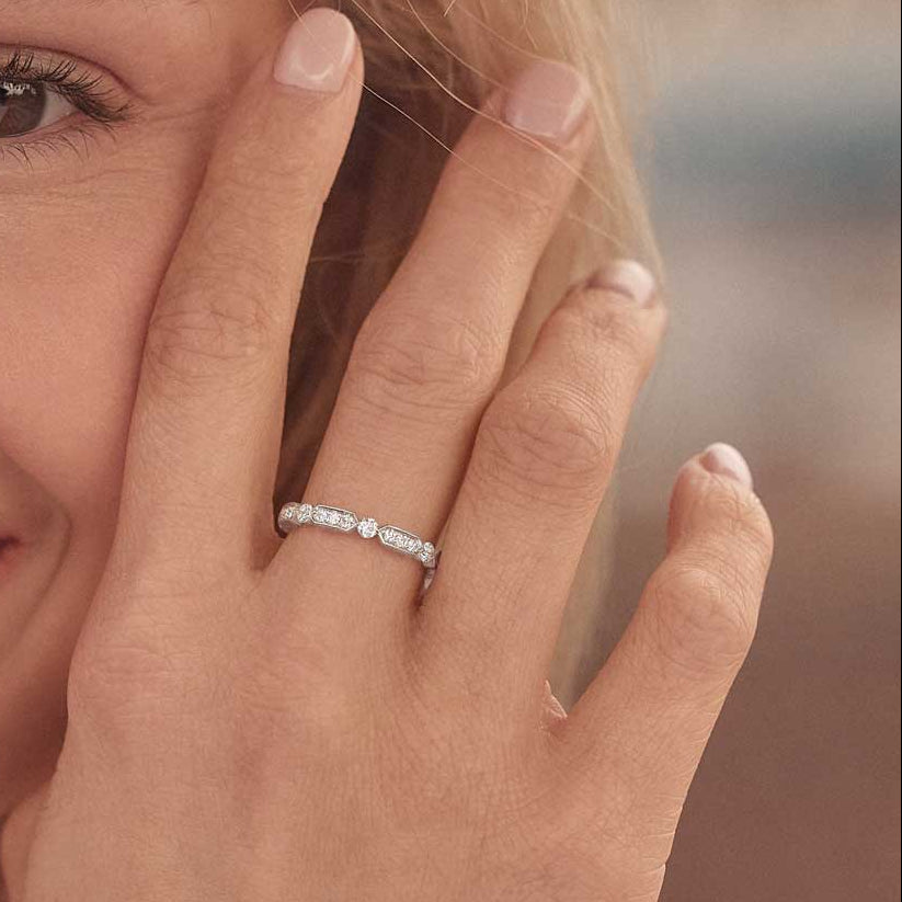 0.5 TCW Round Half Eternity Moissanite Wedding Band