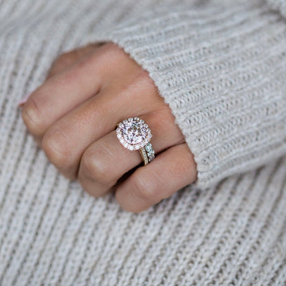4 CT Cushion Halo & Pave Moissanite Engagement Ring