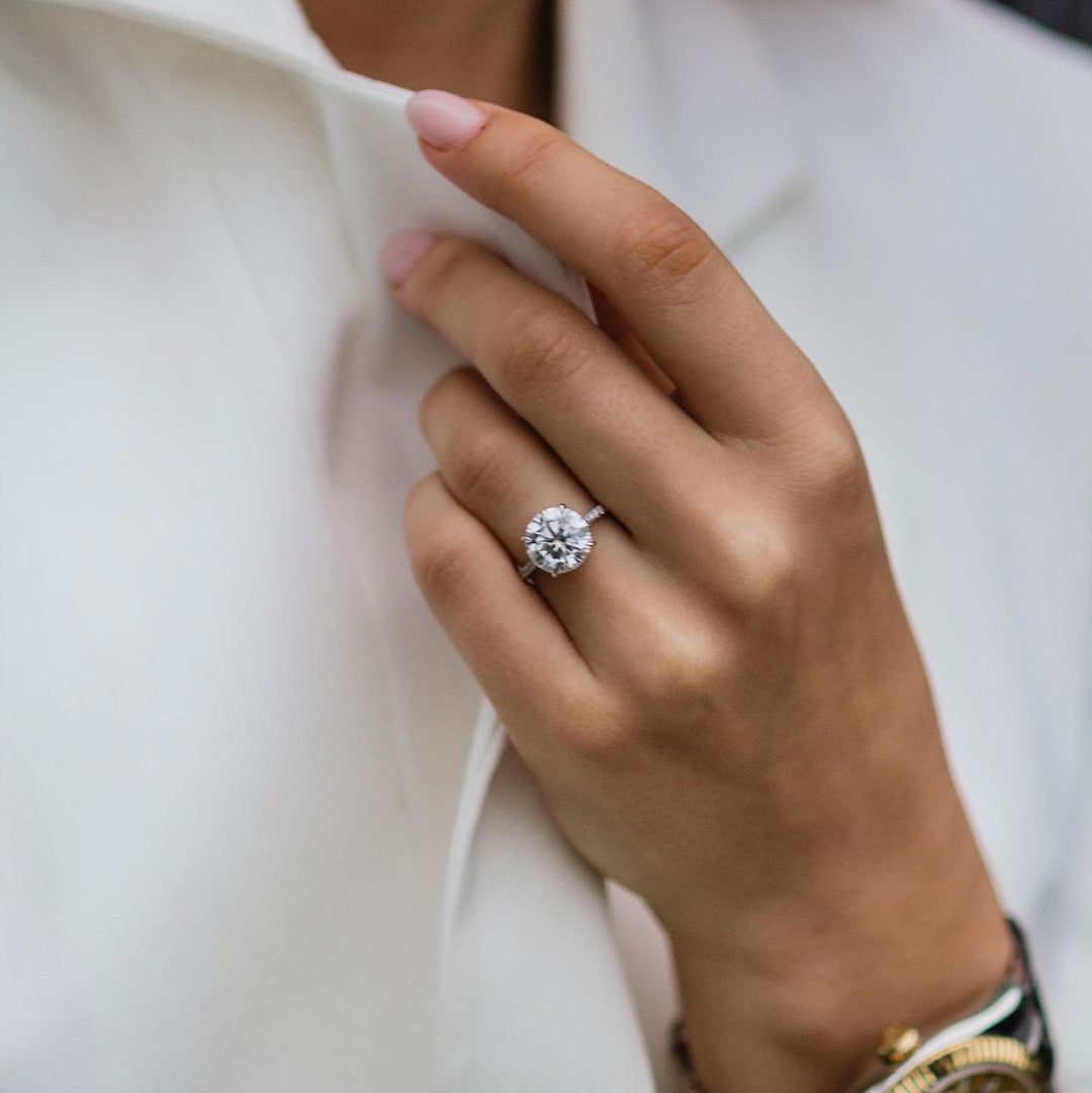 3.1 CT Round Pave Moissanite Engagement Ring