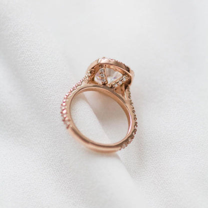 2.3 CT Cushion Halo & Pave Moissanite Engagement Ring