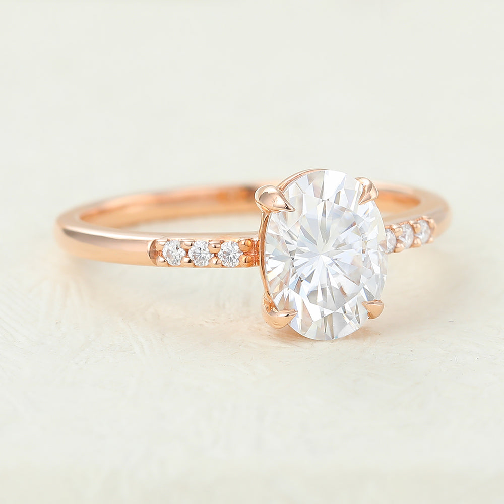 1.33 CT Oval Shaped Moissanite Engagement Ring In Pave Design