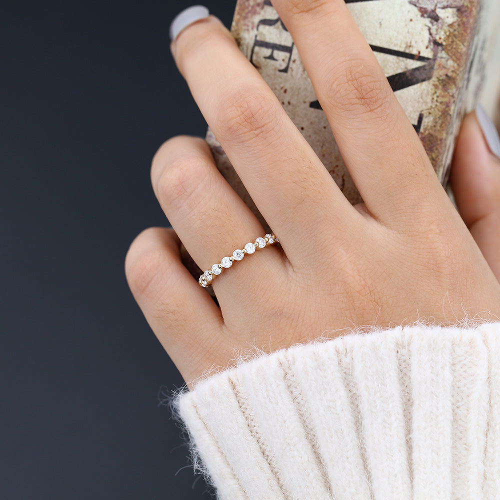 1.22 TCW Round Full Eternity Moissanite Wedding Band