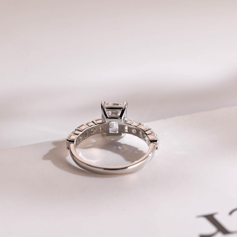 2.0 CT Emerald Pave Moissanite Engagement Ring