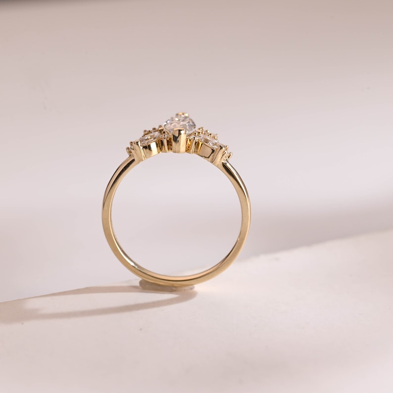 2.0 CT Marquise Cluster Moissanite Engagement Ring
