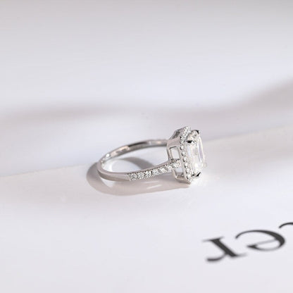 2.0 CT Emerald Halo & Pave Moissanite Engagement Ring