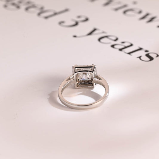 2.0 CT Princess Halo Moissanite Engagement Ring