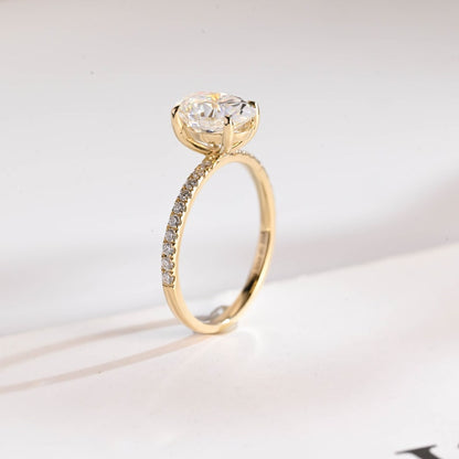 2.0 CT Oval Pave Moissanite Engagement Ring
