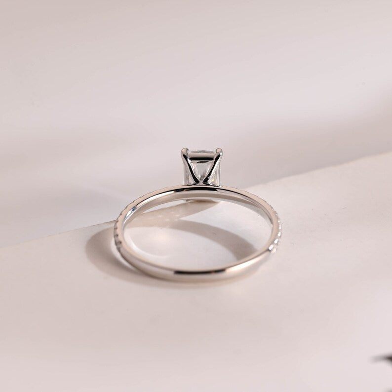 2.0 CT Radiant Pave Moissanite Engagement Ring