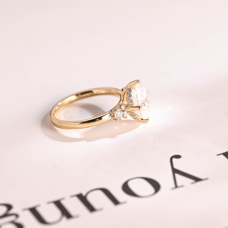 2.0 CT Oval Cluster Moissanite Engagement Ring