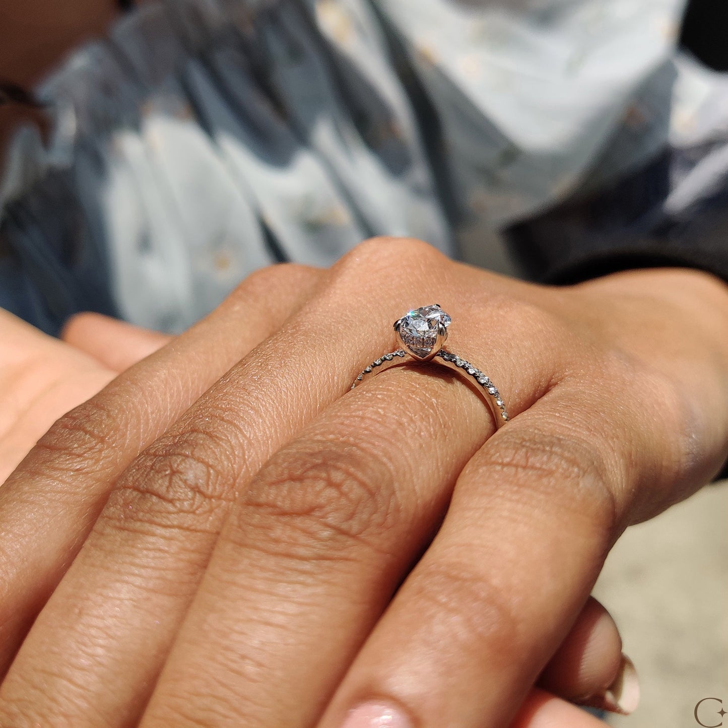 1 CT Pear Pave Moissanite Engagement Ring