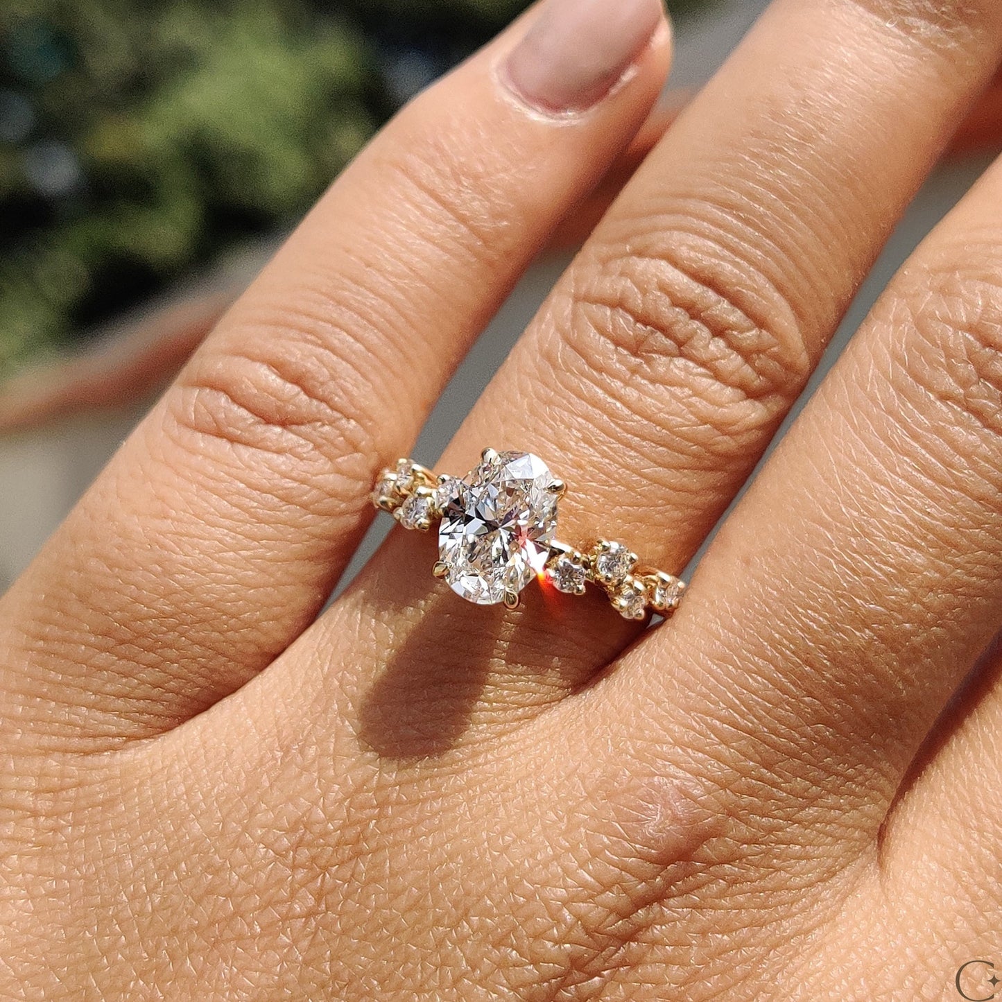 1.50 CT Oval Pave Moissanite Engagement Ring