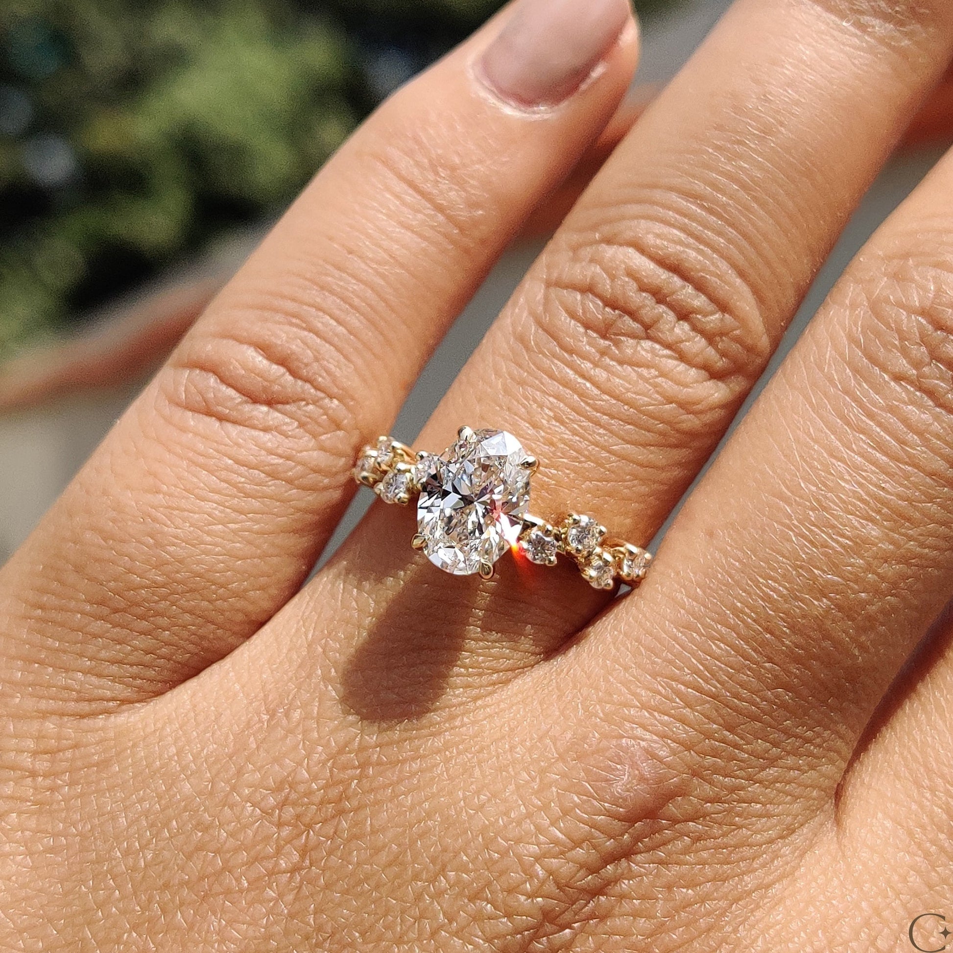 1.50 CT Oval Pave Moissanite Engagement Ring