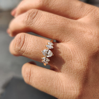 0.50 CT Oval Cluster Moissanite Engagement Ring