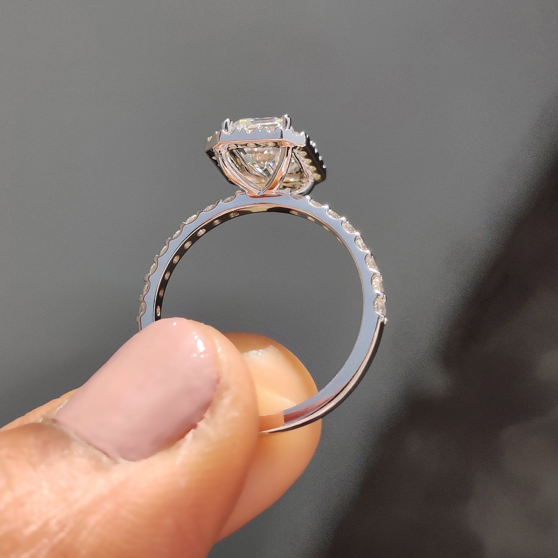 1 CT Emerald Halo & Pave Moissanite Engagement Ring