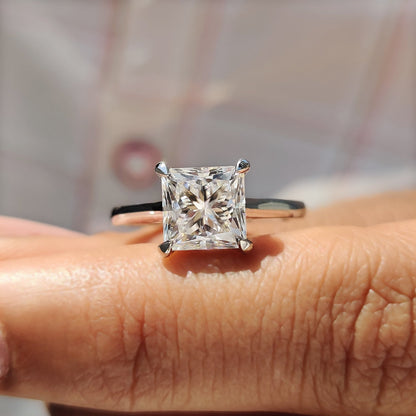 2.5 CT Princess Solitaire Moissanite Engagement Ring