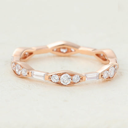 0.72 TCW Baguette & Round Full Eternity Moissanite Wedding Band