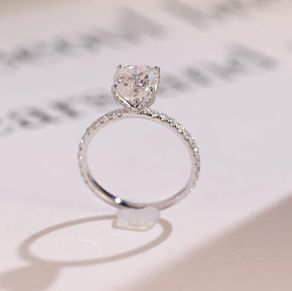 2.0 CT Pear Pave Moissanite Engagement Ring