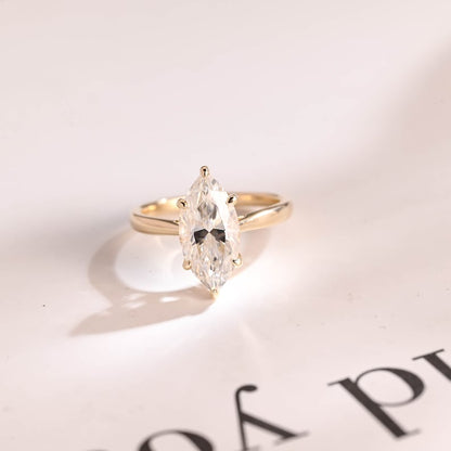 2.0 CT Marquise Solitaire Moissanite Engagement Ring