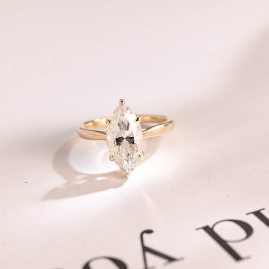 2.0 CT Marquise Solitaire Moissanite Engagement Ring
