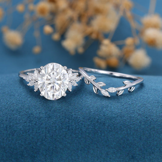 3.74 CT Oval Cluster Moissanite Bridal Set