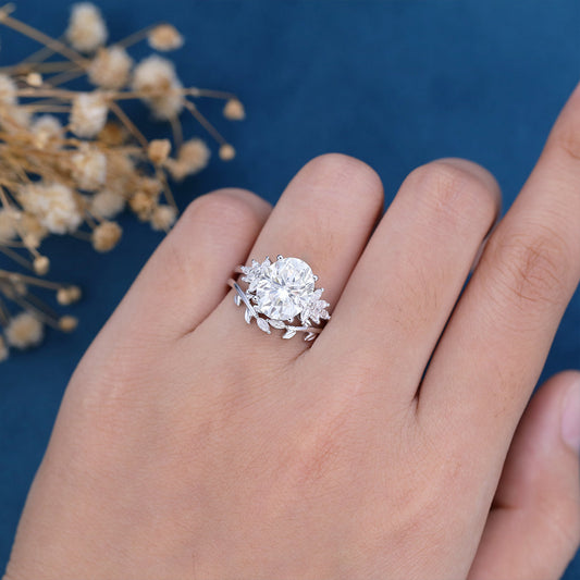 3.74 CT Oval Cluster Moissanite Bridal Set
