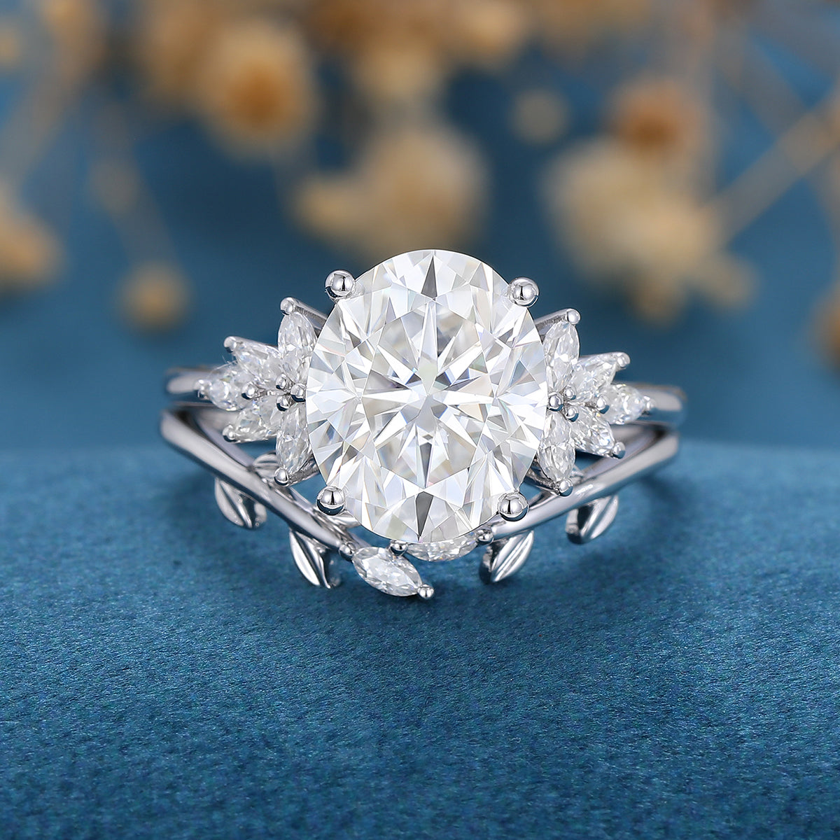 3.74 CT Oval Cluster Moissanite Bridal Set