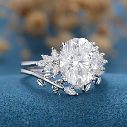 3.74 CT Oval Cluster Moissanite Bridal Set