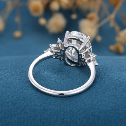 3.74 CT Oval Cluster Moissanite Engagement Ring