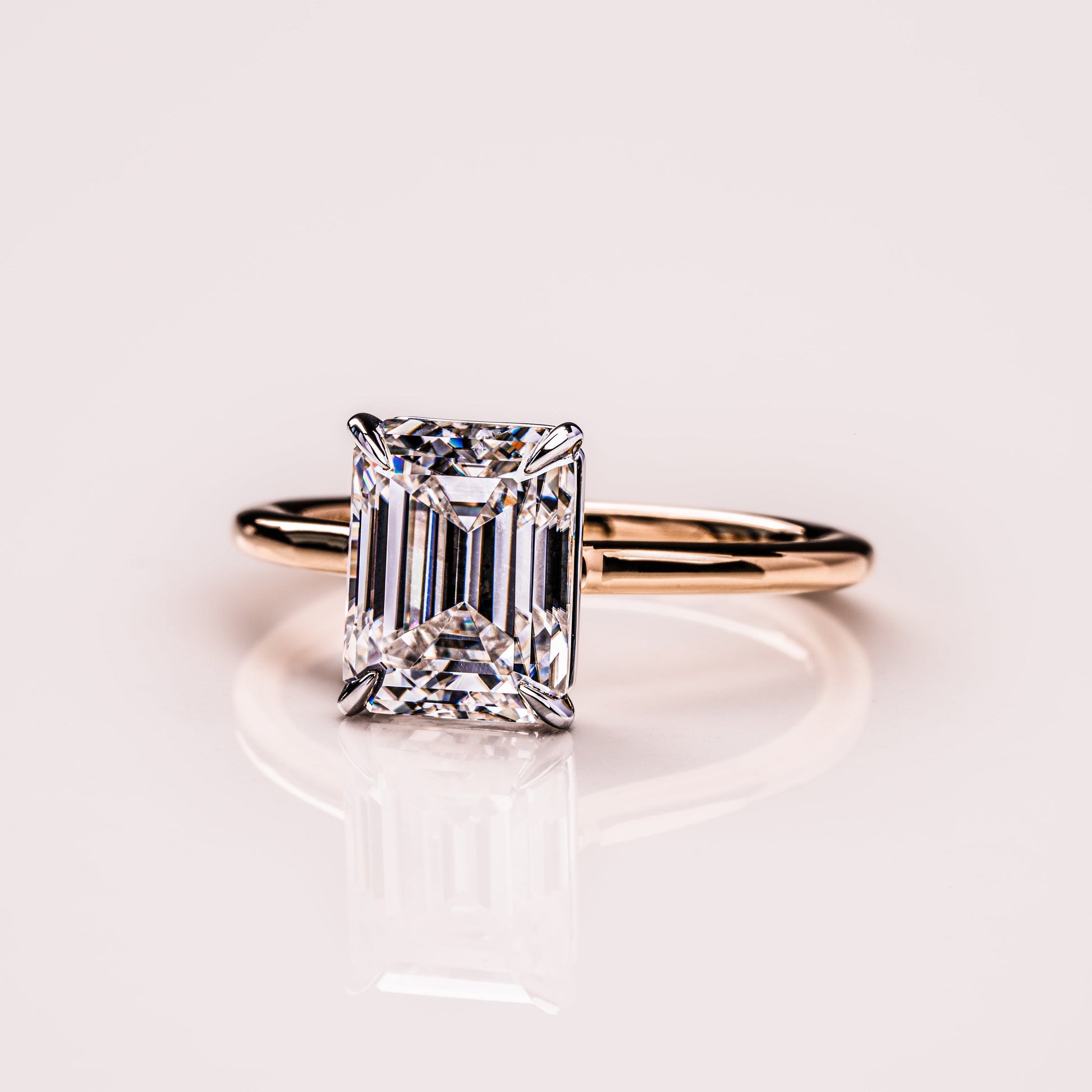 2.3 CT Emerald Solitaire Moissanite Engagement Ring
