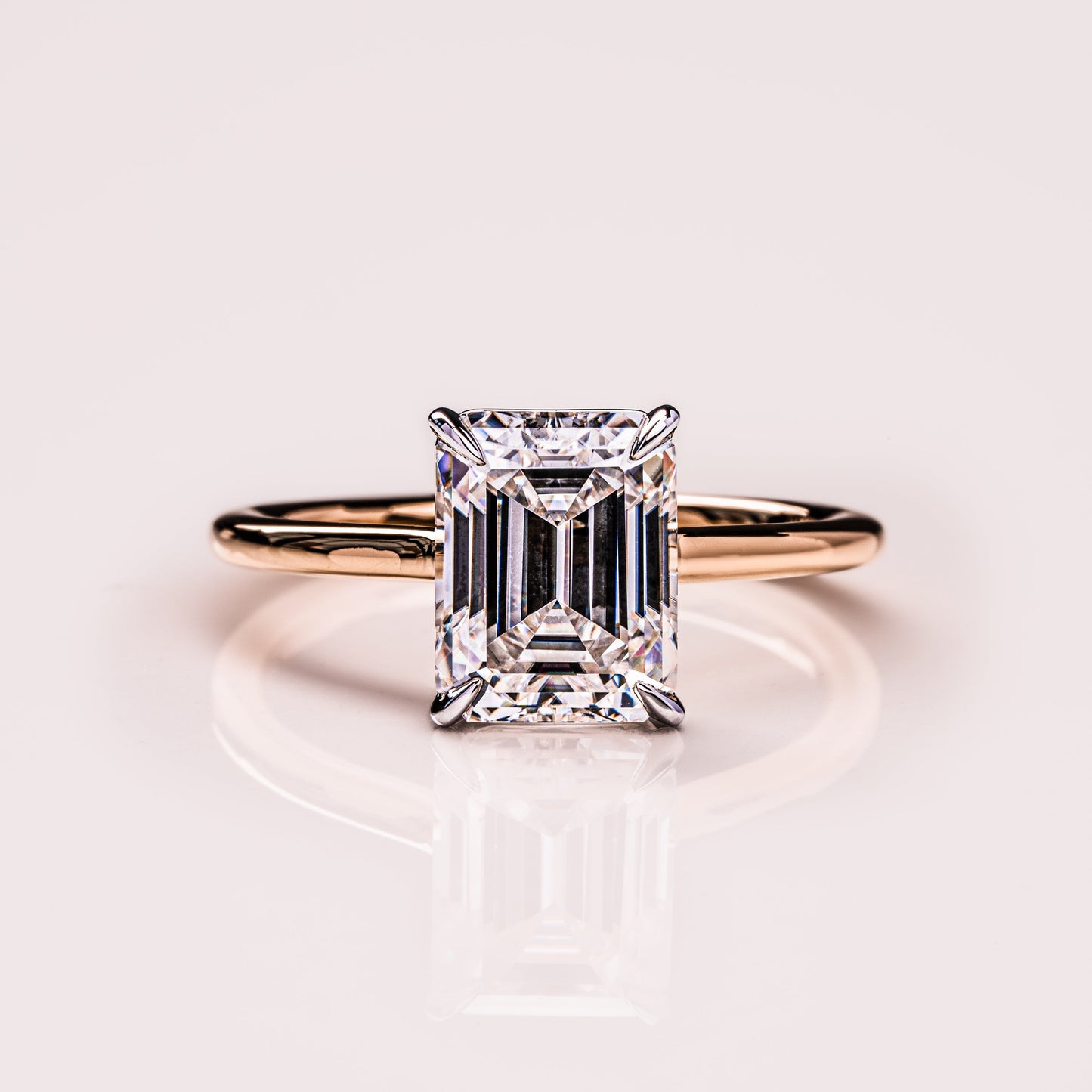 2.3 CT Emerald Solitaire Moissanite Engagement Ring