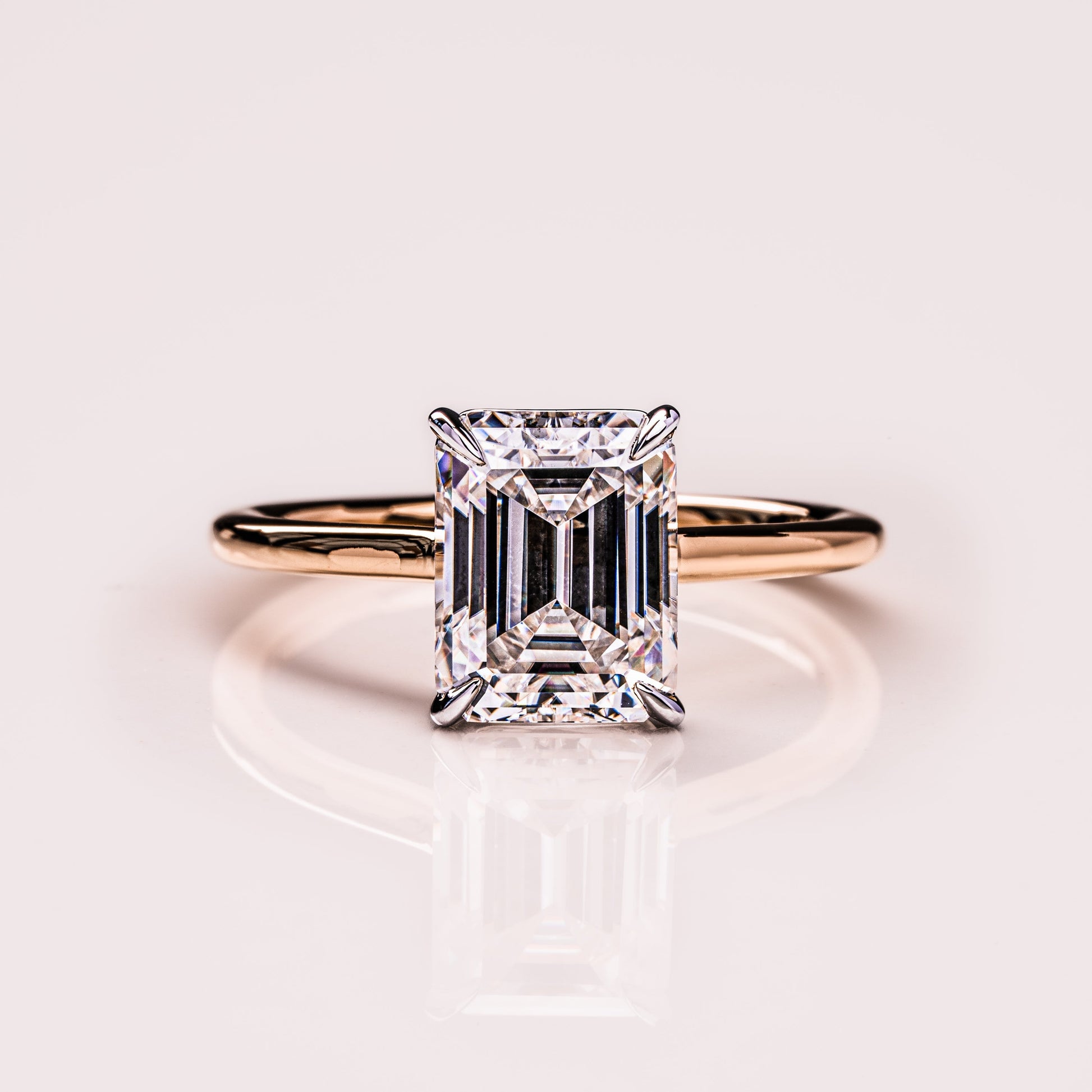 2.3 CT Emerald Solitaire Moissanite Engagement Ring