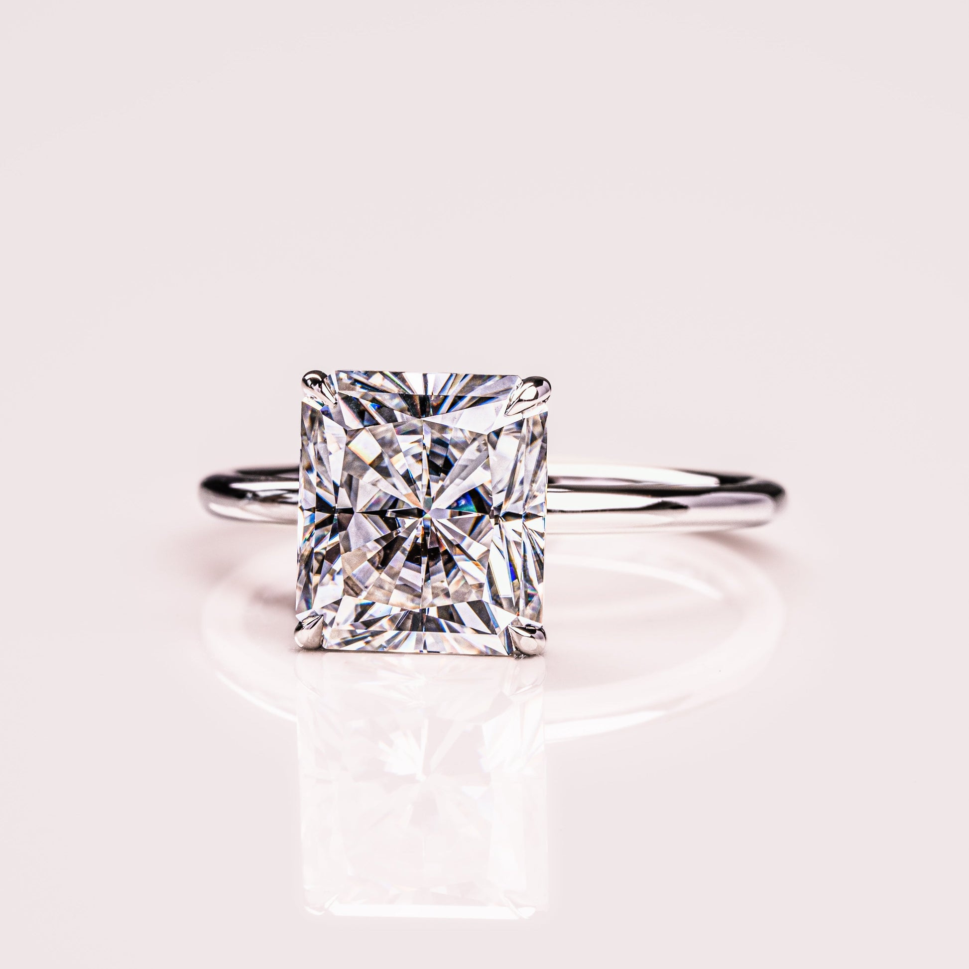 2.43 CT Radiant Solitaire Moissanite Engagement Ring