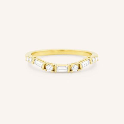 0.25 TCW Round & Baguette Half Eternity Moissanite Wedding Band