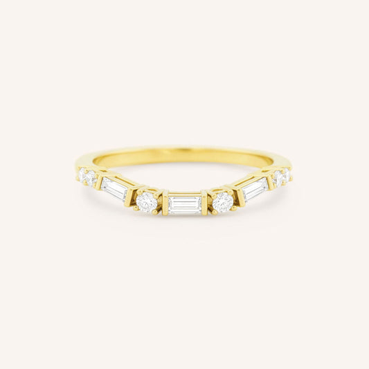 0.25 TCW Round & Baguette Half Eternity Moissanite Wedding Band