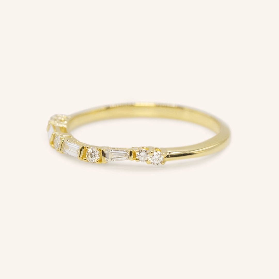 0.25 TCW Round & Baguette Half Eternity Moissanite Wedding Band