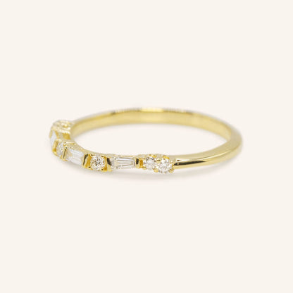 0.25 TCW Round & Baguette Half Eternity Moissanite Wedding Band