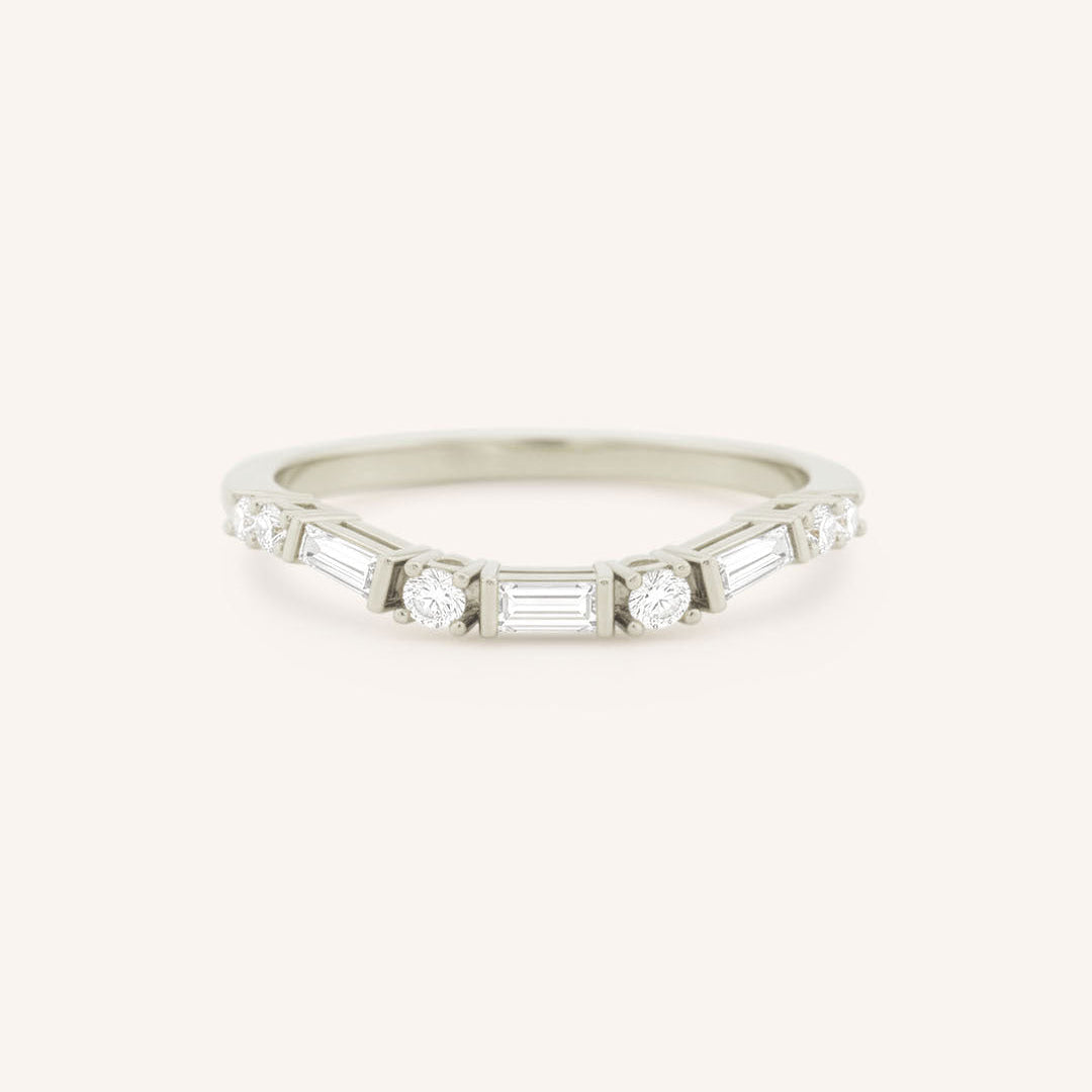 0.25 TCW Round & Baguette Half Eternity Moissanite Wedding Band