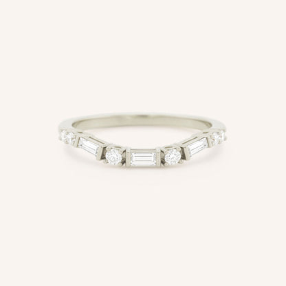 0.25 TCW Round & Baguette Half Eternity Moissanite Wedding Band