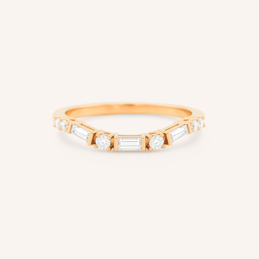 0.25 TCW Round & Baguette Half Eternity Moissanite Wedding Band