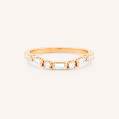 0.25 TCW Round & Baguette Half Eternity Moissanite Wedding Band