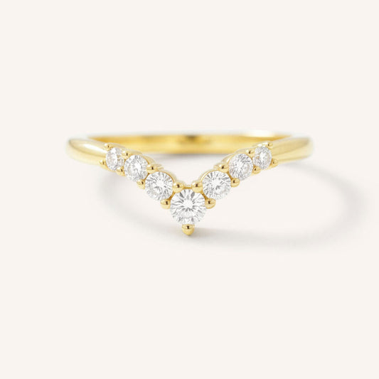 0.18 TCW Round Curved Moissanite Wedding Band
