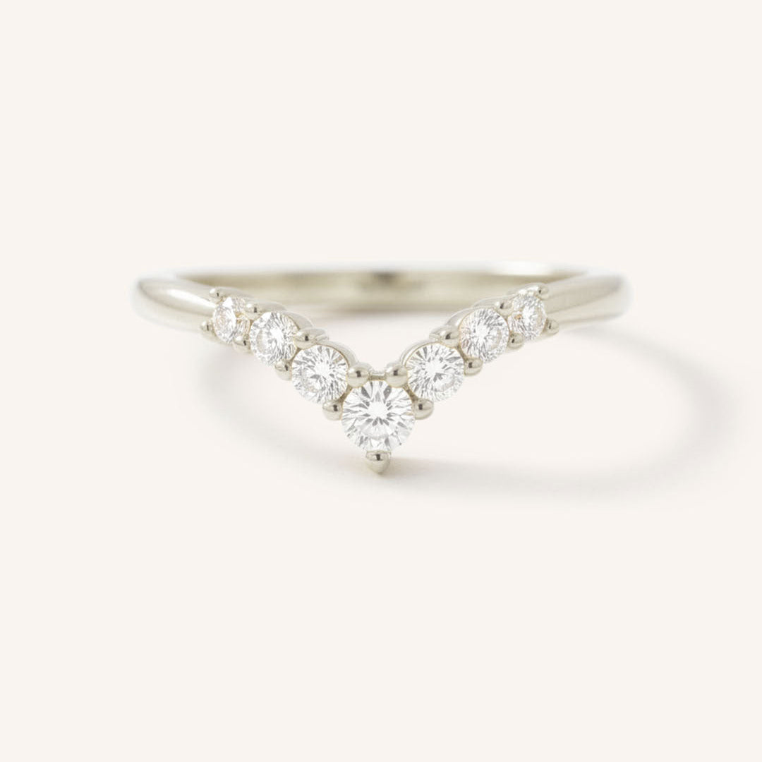 0.18 TCW Round Curved Moissanite Wedding Band