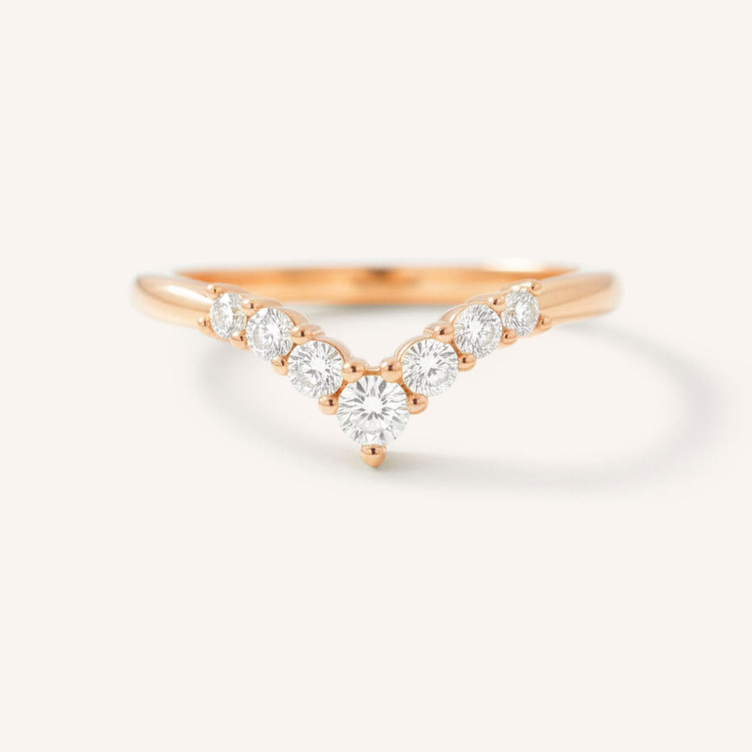 0.18 TCW Round Curved Moissanite Wedding Band